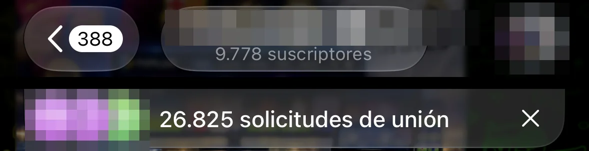 Canal de Telegram con 26.825 solicitudes de unión en un día